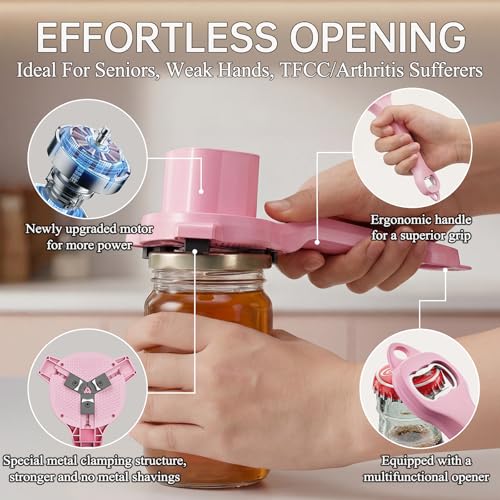 Electric Jar Opener for Seniors with Arthritis, TFCC & Weak Hands Pink by JOYNAS - Image 4