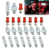 BSAMZO Car Interior Led Light Car Bulb Kit Combination Mod, Used For Inside The Car License Plate Trunk Easy To Light The Car At Night Set T10 31 Mm 42 Mm 24pcs Red