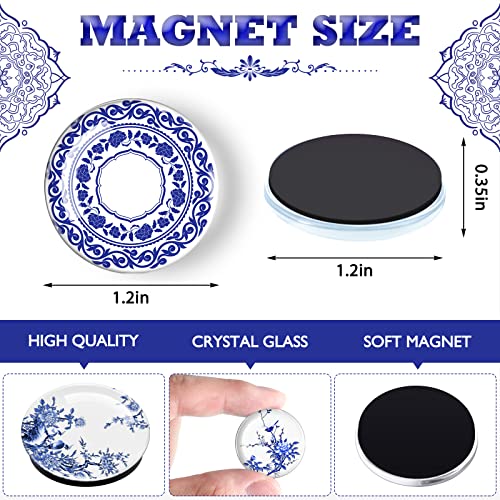 20 piezas imanes redondos de porcelana azul y blanca miniatura 2