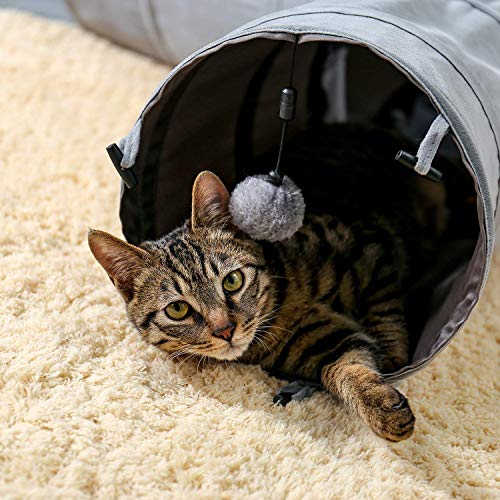 Image of PAWZ Road Collapsible Cat Tunnel, 3 Way Cat Play Tube 10.5 inch in Diameter | Collapsible Cat Play Tunnel with Spacious Play Tubes, Multiple Peek Holes & Interactive Hanging Ball for Indoor Cats