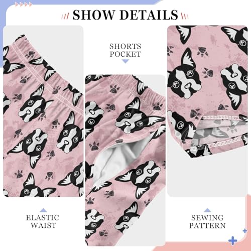 ZZXXB Bulldog Footprint Boys Long Pants Soft Trousers Elastic Waist Kids Lounge Bottoms with Pockets S-XL4