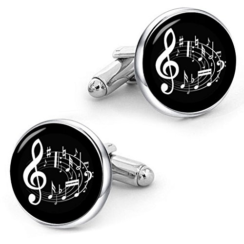 Kooer Musical Note Cuff Links Personalized Music Clef Cufflinks Wedding Jewelry Gift for Men Father Dad Husband Boy Friend Groom (Style 2)