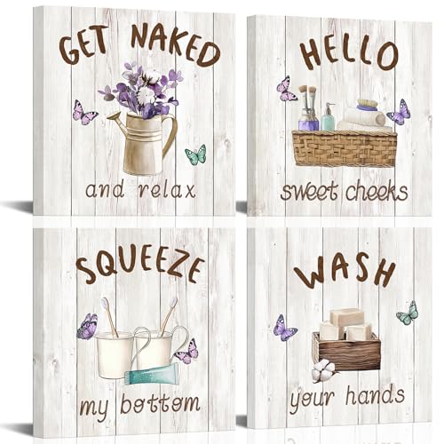 xiysien Bathroom Wall Art Rustic Bathroom Sign Wall Decor Hello S...