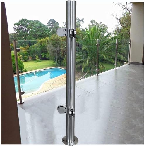Poteau garde-corps verre inox 105cm pour balustrade d'angle ou d'extrémité