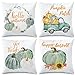Whaline 4 Stück Herbst-Kissenbezüge grüner Kürbis Wurfkissenbezug Hallo Herbst Kissenbezug Kissenbezug für Herbst Ernte Erntedankfest Sofa Couch Schlafzimmer Home Office Dekor 45,7 x 45,7 cm