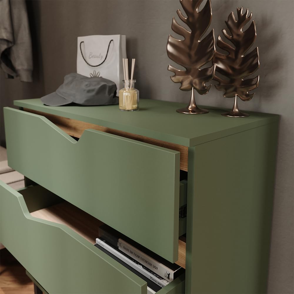 Vicco Cassettiera per camera da letto Marelle Verde/Artigianale 80x81.2 cm