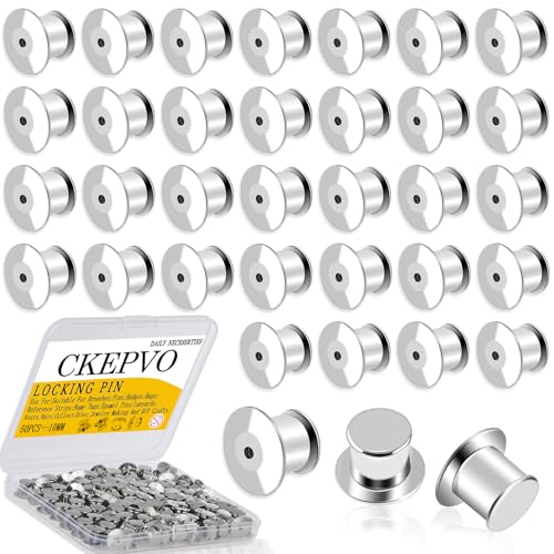 Ckepvo 100PCS Locking Pin Backs - Metal Secure Clasps with Tool-Free Spring Design 0.4 Inch Brooch/Lapel/Enamel Pins Backing Anti-Loss No Slip Grip for DIY Craft & Badges (Silver 100PCS)