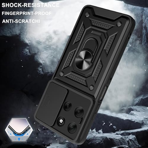 Image of for Motorola Moto G56 5G Case with [2 Pack] Tempered Glass Screen Protector, for Moto G56 Case Heavy Duty Armor [Military-Grade] Protective，with Lens Protects Magnetic Stand Cover Black