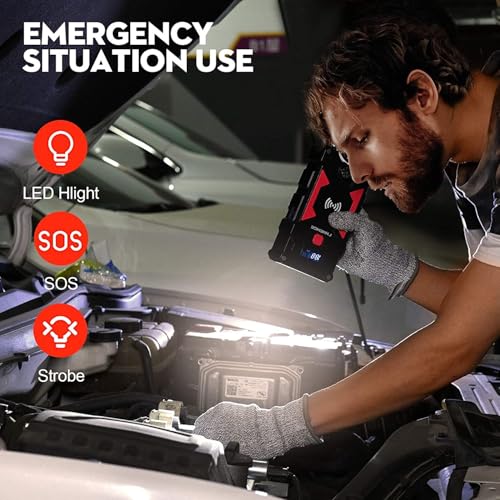 Image of FNNEMGE Car Jump Starter 9000A Peak, 26800mAh Capacity, Up to All Gas and 10.0L Diesel Engine, USB Quick Charge 3.0, LED Light, EC-5 Output.