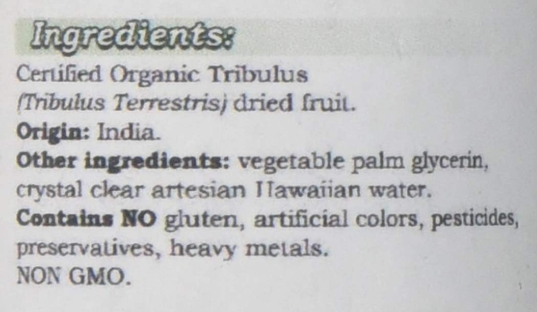Tribulus Alcohol-Free Liquid Extract, Tribulus (Tribulus Terrestris) Dried Fruit Glycerite Natural Herbal Supplement, Hawaii Pharm, USA 2 fl.oz : Health & Household