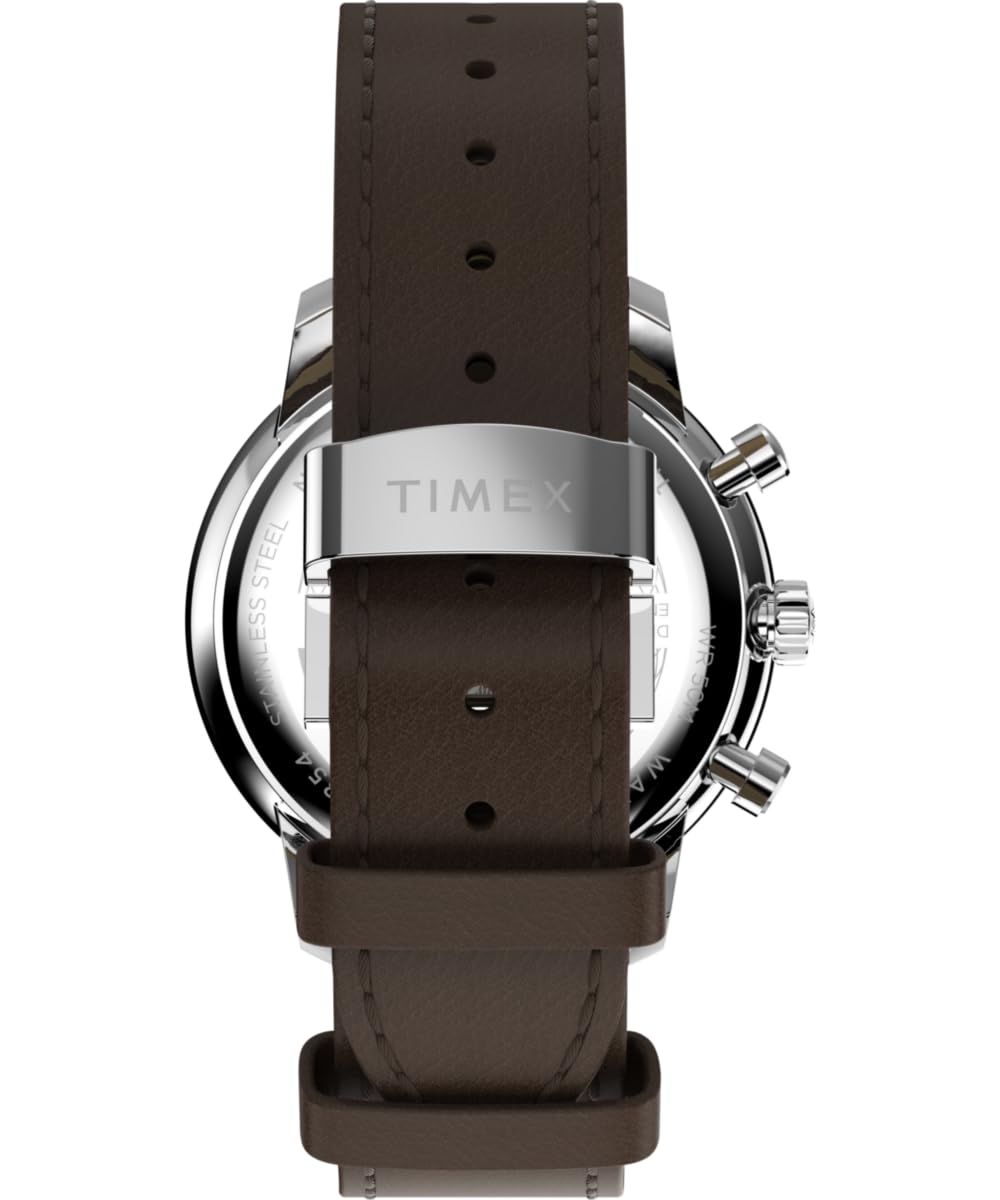 Timex Waterbury Metropolitan Chronograph Tw2Y23500 Zegarek Męski, 41 mm, Brązowy Skórzany Pasek, Kremowa Tarcza i Koperta ze Stali Nierdzewnej