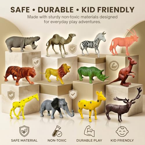 Image of ZESTHOME Jungle Animal Toy Set - 12 Big Zoo Figurines, Durable Educational Toys for Kids, Toddlers & Preschool Boys Girls 2+