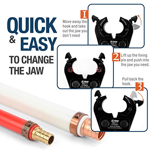 Icrimp F1807 Copper Ring Crimping Tool Kit For 3/8,1/2,3/4,1-Inch- Free Removal Tool& Pex Pipe Cutter&Gauge- For All Us F1807 Standards #TOP3