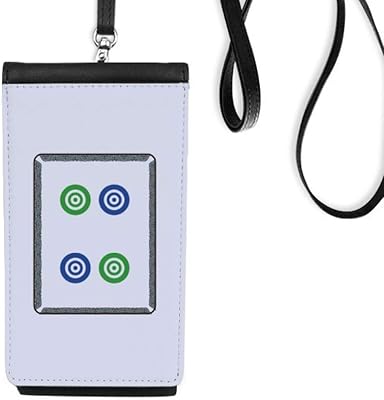 Mahjong Circle Dots 4 Tile Pattern Phone Wallet Purse Hanging Mobile Pouch Black Pocket