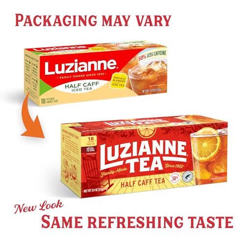 Image of Luzianne Unsweetened Half-Caff Iced Tea Bags, Family Size, 18ct Box (Pack of 6)
