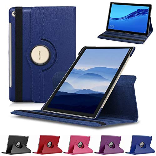 MUNDDY- Funda GIRATORIA 360º con Soporte para Huawei MediaPad M5 Lite 10,rotable 360° (Azul)