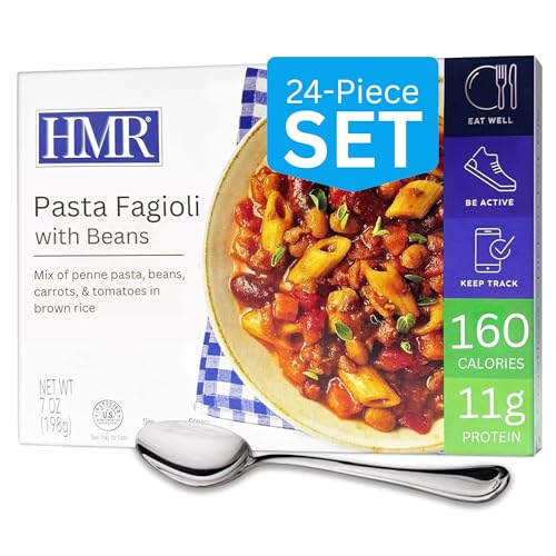24-Pack HMR Pasta Fagioli Entr&eacute;e | Pre-packaged Lunch or Dinner to Support Weight Loss | Ready to Eat | Vegetarian | 11g of Protein | Low Calorie Food | 8oz Serving per Meal