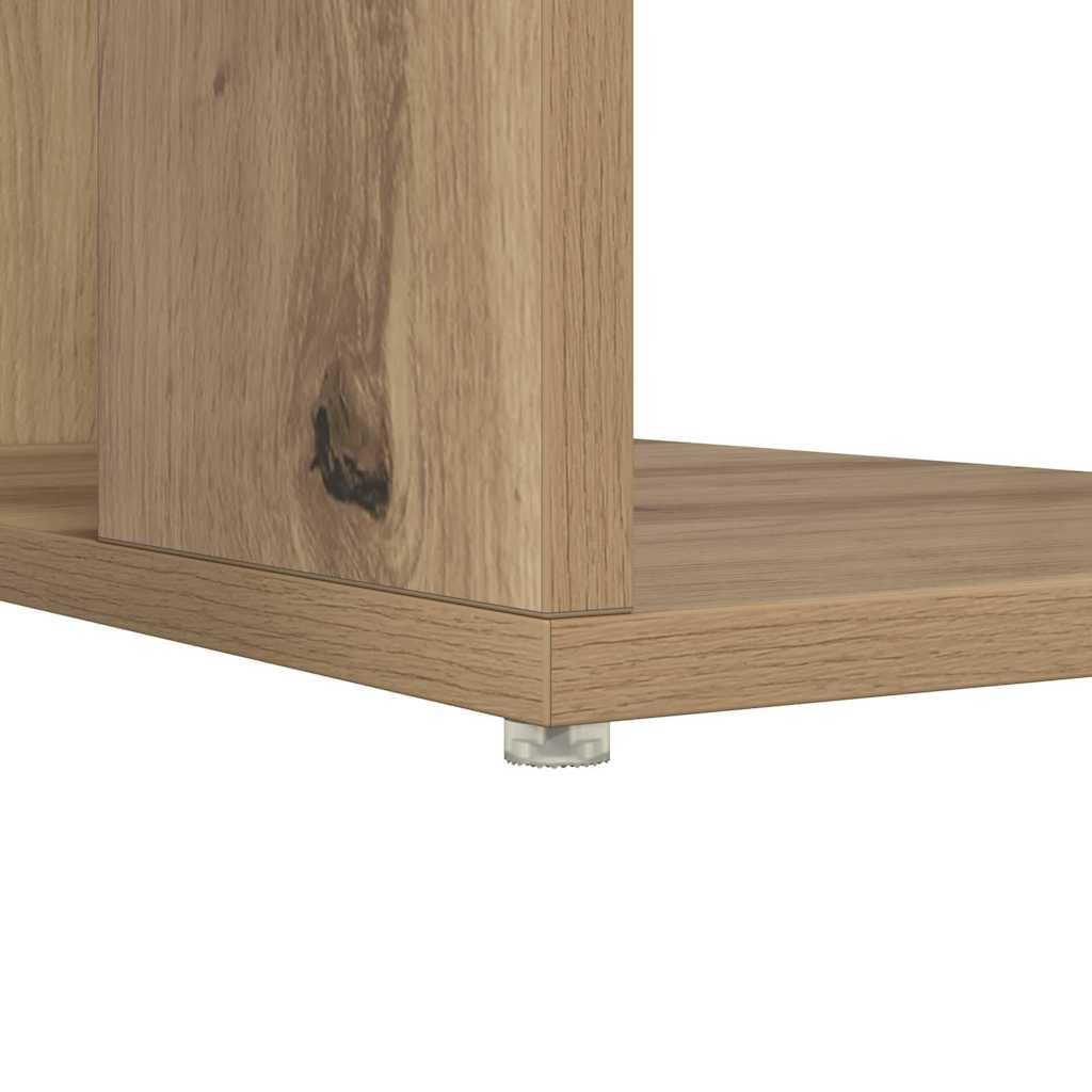 Scrivania in legno di rovere Artisan, 130 x 50,5 x 75 cm, con vano portaoggetti, 2 ripiani, ergonomica, per casa, ufficio, lavoro al computer, laptop, gaming, segretario, mensola, gestione