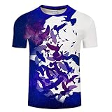 T-shirt Imprimé Drôle en 3D, Unisexe Mode Mode à Manches Courtes Chemises 3D Creative Imprimé Blue Bird Graphiques Doodle Personnalité de Cool T-shirts Hauts D'été ( Color : Multi-colored , Size : XL