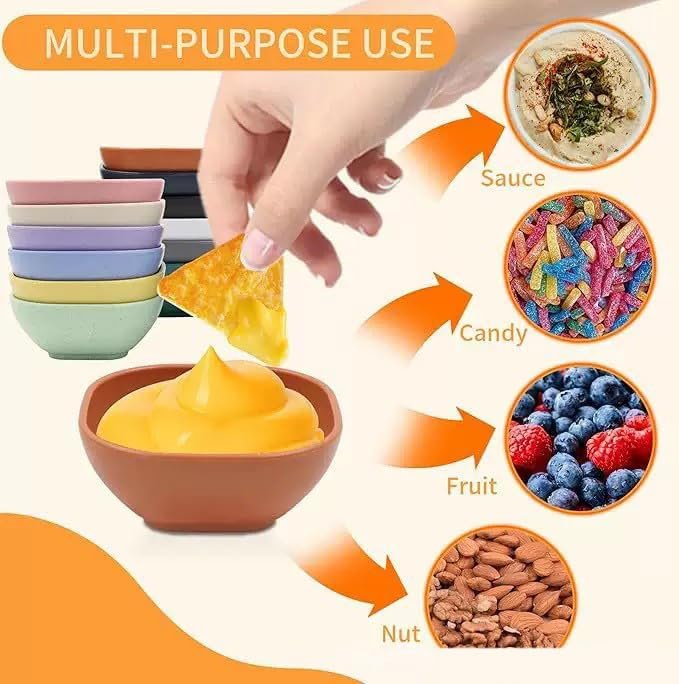12 Pack Small Wheat Straw Bowls Set, BPA Free Dessert Bowls Cereal Bowl Kitchen Bowls Dipping Bowl Dishes for Ketchup Dessert, Dishwasher & Microwave Safe (Multicolor, 12 Pack) image 4