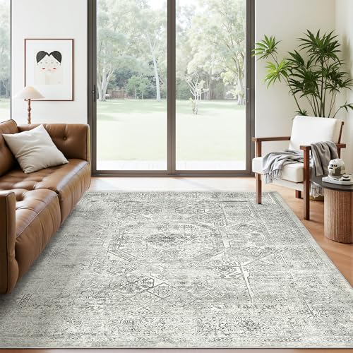 Soalmost 5x7 Area Rugs Grey Low Pile...