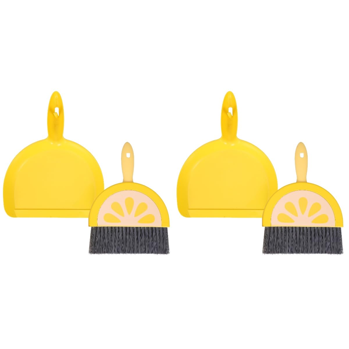 LUOZZY 2 Sets Small Broom and Dustpan Set Desktop Small Sweep Broom with Dustpan Cleaning Tools for Home Office Tabletop Supplies - Yellow Lemon