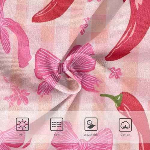 Wusikd Chili Peppers Bows Girls' Underwear Cotton Pink Checkered Girls Briefs Soft Toddler Underwear 2T3