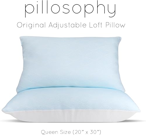 Miniatura 2 de pillosophy Almohada Loft ajustable original • Relleno de espuma viscoelástica triturada con gel • Funda refrescante lavable de doble cara • Perfecto