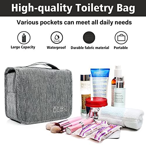 Hanging Toiletry Bag Large Capacity Men And Women Waterproof Travel Cosmetic Bag Bathroom Storage Bag (Grey) #TOP5