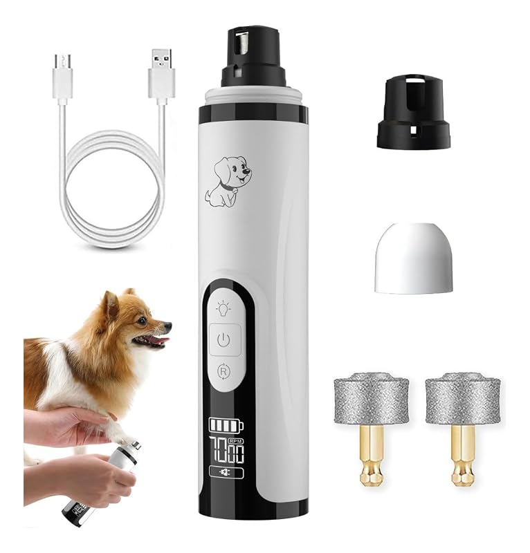 Lixadeira de Unhas para Cães com LED Duplo e 3 Velocidades Huiteng XR Branca