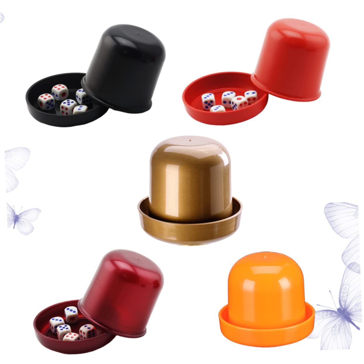 TOYANDONA Cubilete de Dados de Abs con Base Resistente y Tapa Transparente, Antitrampa y Moderno, Incluye 5 Dados para Juegos Divertidos en Ktv y Fiestas