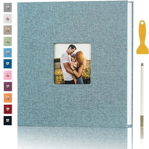 Image of Photo Album Self Adhesive Pages for 4x6 5x7 8x10 Pictures Magnetic Scrapbook Photo Albums with Sticky Pages Books with A Metallic Pen for Baby Wedding Family 11x10.6 Green 60 Pages