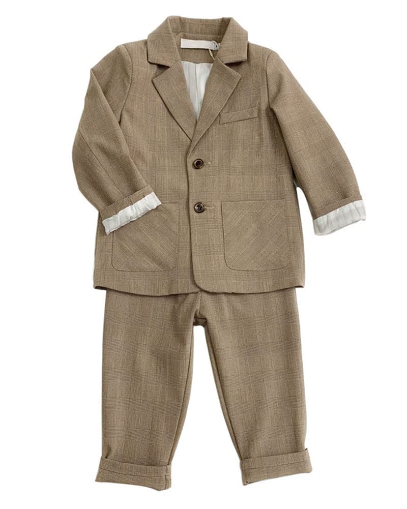 Kinder Jungen Zweiteilige Festlich Anzüge Casual Trendy Smoking Smart Langarm Blazer & Hose Outfit Slim Fit Taufkleidung Freizeitkleidung für Geburtstag Hochzeit Dinner Prom Party