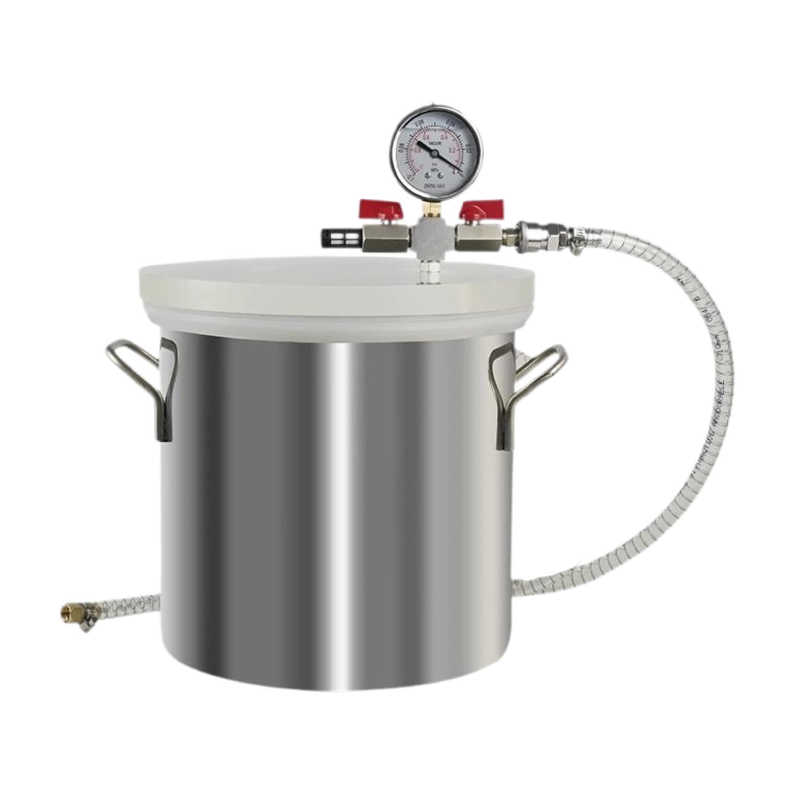 Edelstahlkammer mit Schlauch Und Deckel, Vakuummeter für Holzstabilisierung Und Harz, 6l