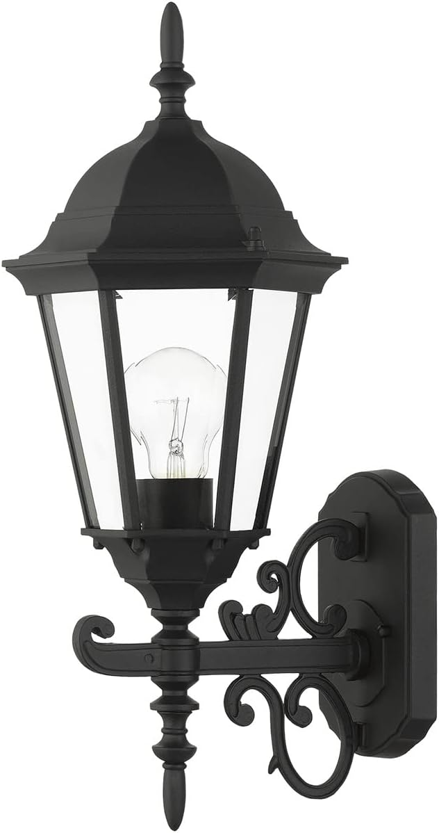 Livex Lighting 7556-14 Outdoor Wall Lantern with Clear Beveled Glass Shades, 20" x 8" x 20", Black