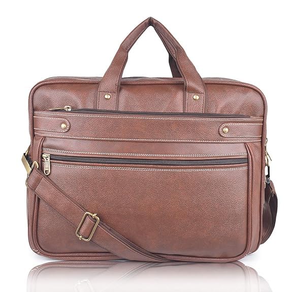 FLIPMAZE Waterproof Premium Brown PU Leather Laptop/Office Messenger Bag for Men, Women & Adults- Fits 15.6" Laptop, Expandable Pocket (Brown) (B0D47PLXWQ) Amazon Price History, Amazon Price Tracker