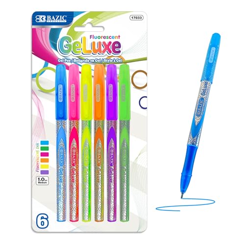 BAZIC PRODUCTS GeLuxe 6 bolígrafos gel fluorescentes 1.0 mm