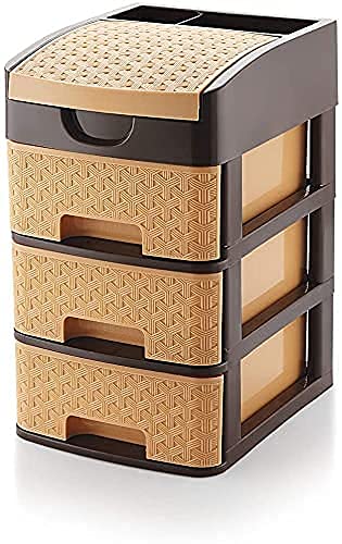 LANKESH ENTERPRISE 3 Layer Foldable Modular Drawer Organizer Multipurpose Drawers Boxes Storage Rack, Extra Large Basket, Plastic (Brown Color)