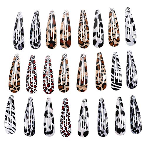 Beaupretty 24pcs Snap Hair Clips Leopard Animal Print No Slip Metal Geometric Snap Barrettes BB Hairpins Side Clip Hair Accessories for Women Girls Hair Styling