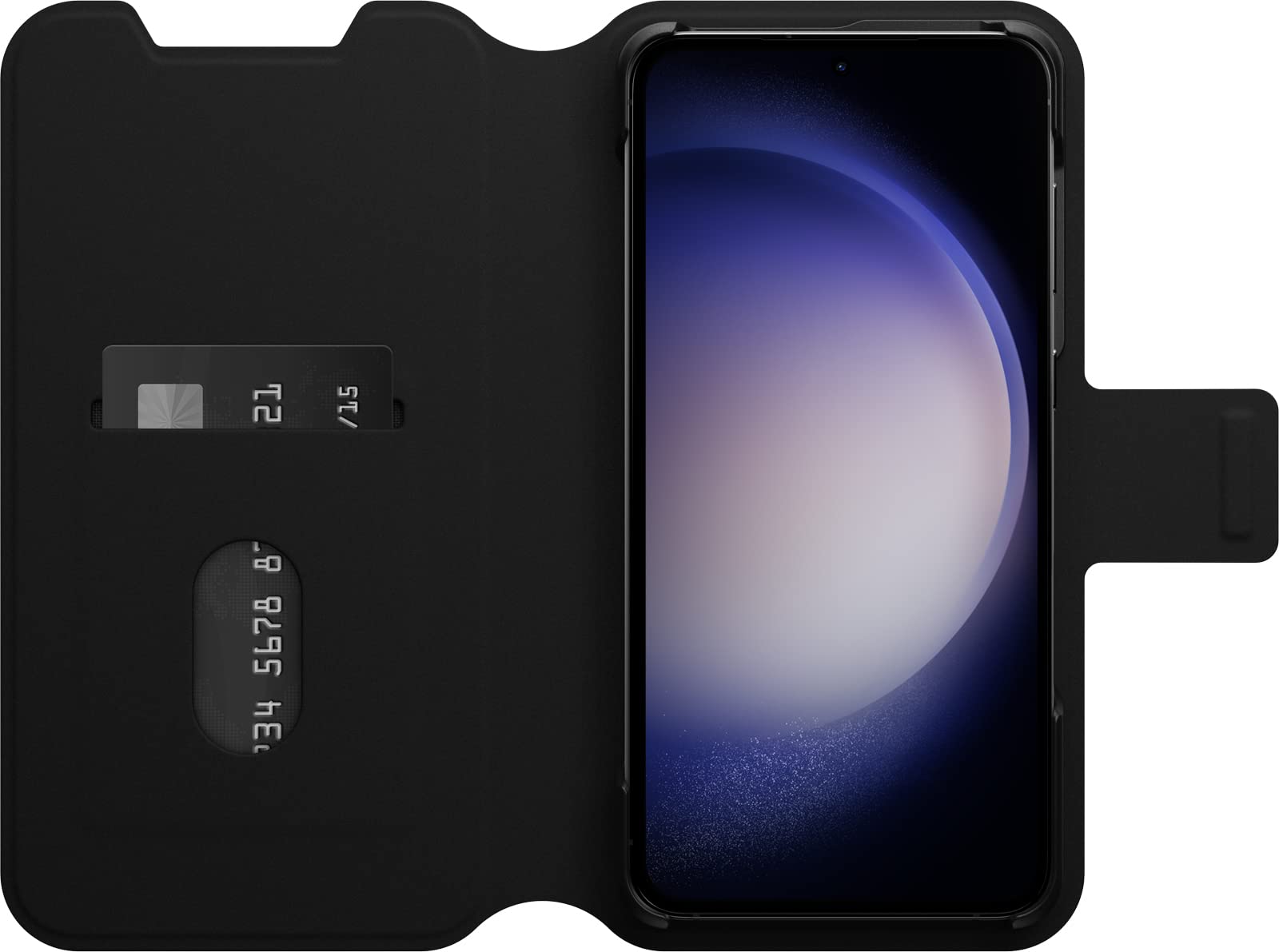 OtterBox Cover per Samsung Galaxy S23+ Strada Via, resistente a shock e cadute, folio sottile, morbido al tatto con slot carta di credito, testato 2x vs norme MIL-STD 810G, Nero