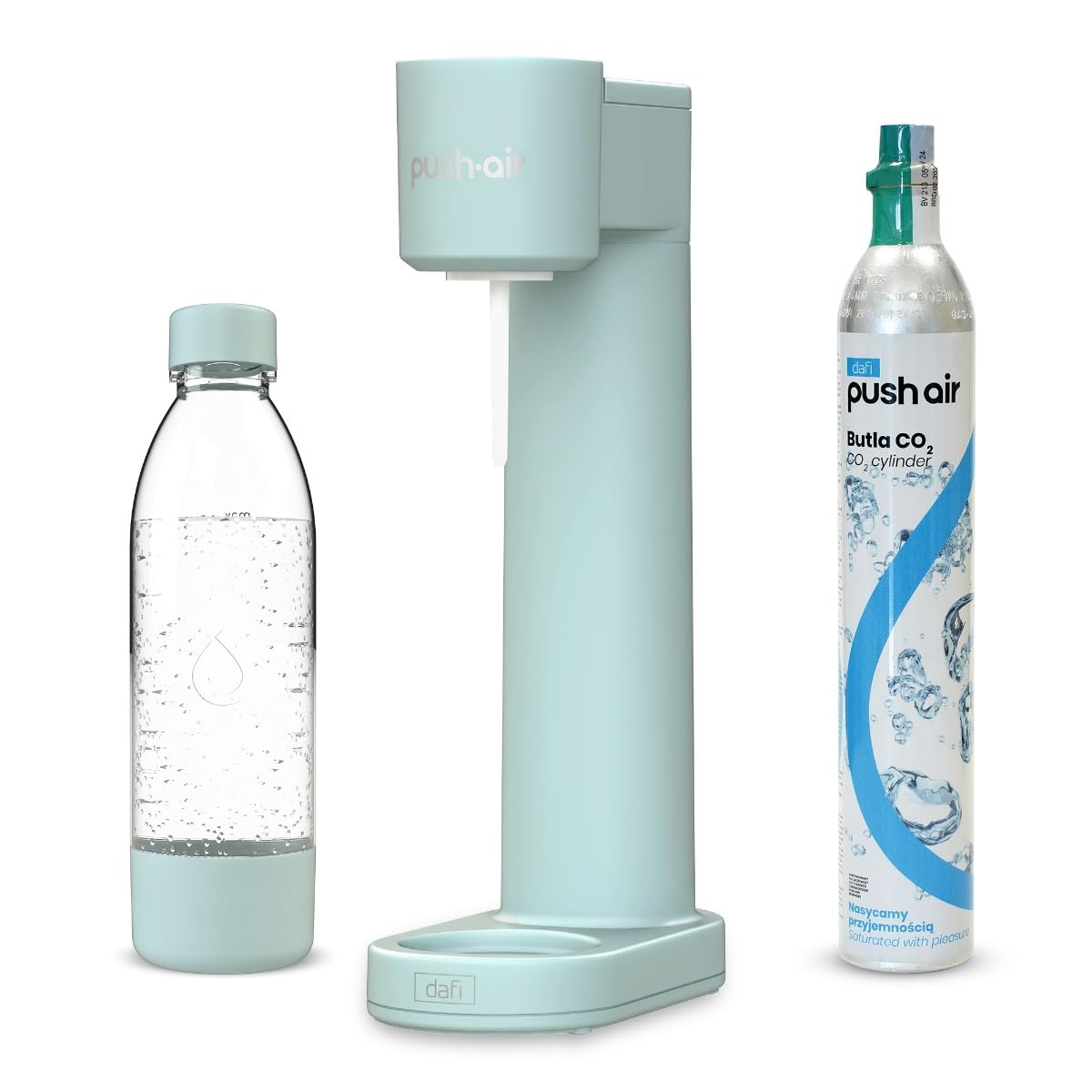 Dafi PUSHAIR - Saturador de agua sifón de menta + cartucho de CO2 + botella de 0,7