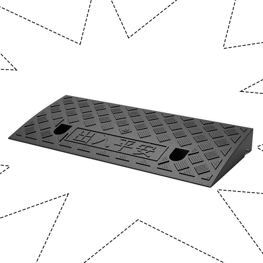 Rampe Fauteuil Roulant Légère Rampe De Seuil 3-19cm Hauteur, Portable Rampe D'accès en Plastique Antidérapante Rampe De Bordure avec Boulons pour Garage(Black,50x50x19cm)