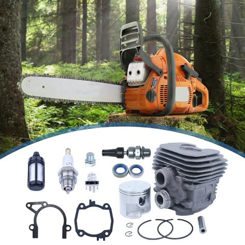 Zylinder Kit für STIHL TS 420 TS 410 Trennschleifer, AUMEL 50mm Zylinder + Kolben + Dichtung + Öldichtung + Kraftstofffilter + Zündkerze Ersatzteile Zubehör 16 in 1