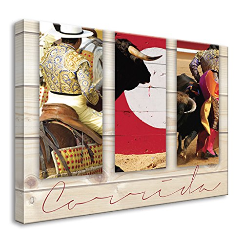 Vertikale Décoration Murale Tableau Toile Photos Corrida Fond Effet Bois 60 x 80 cm