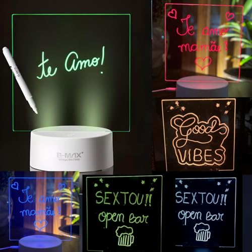 Luminária Lousa Mágica LED 7 Cores 3D Efeito de Luzes Vibrantes Para Decoração Coloridas Para Escrev