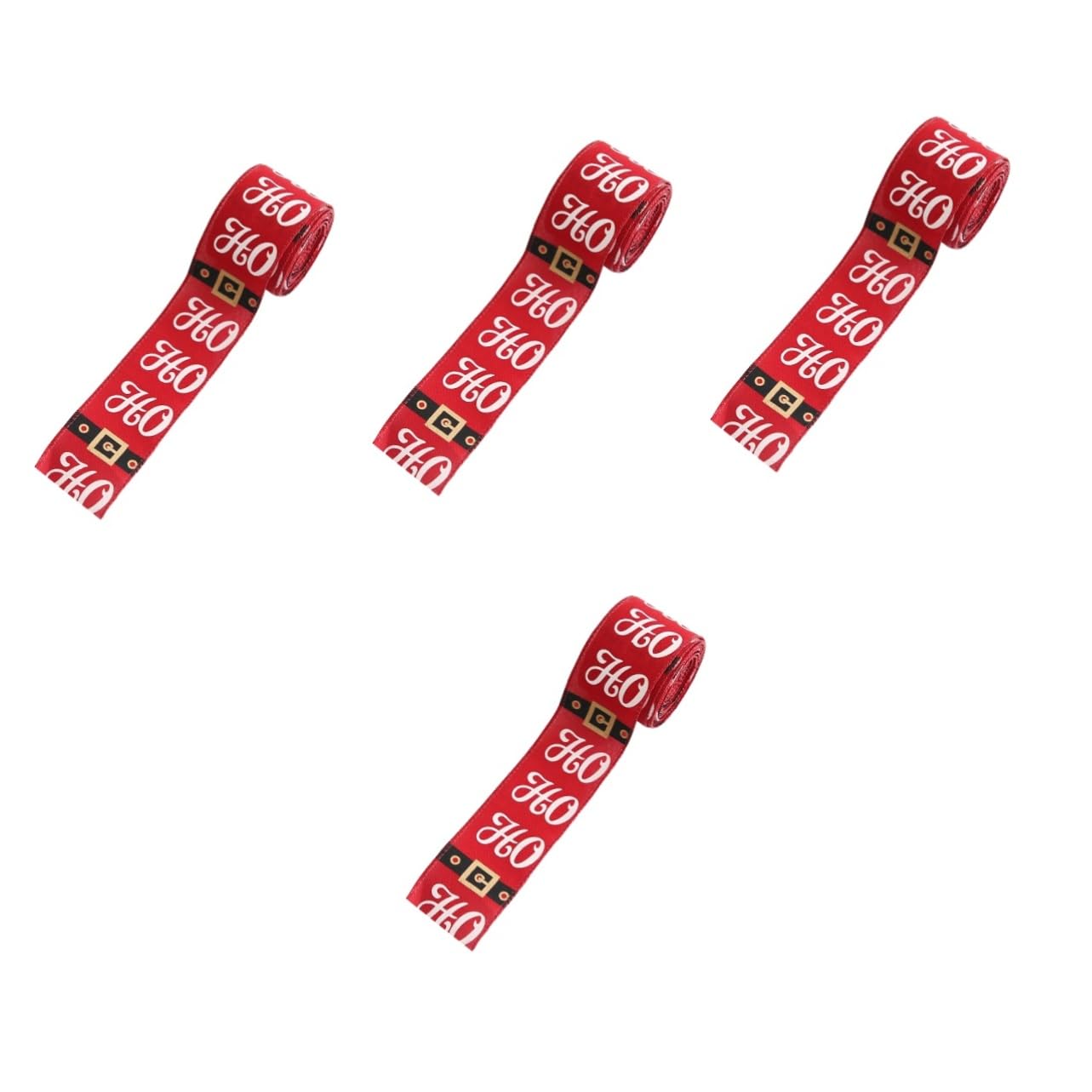 Housoutil 4 Pezzi Nastro Raso Natalizio Rosso per Regali e Decorazioni Albero Nastro Fai da Te in Lino Morbido e Resistente per Fiocchi Regalo e Addobbi Festivi