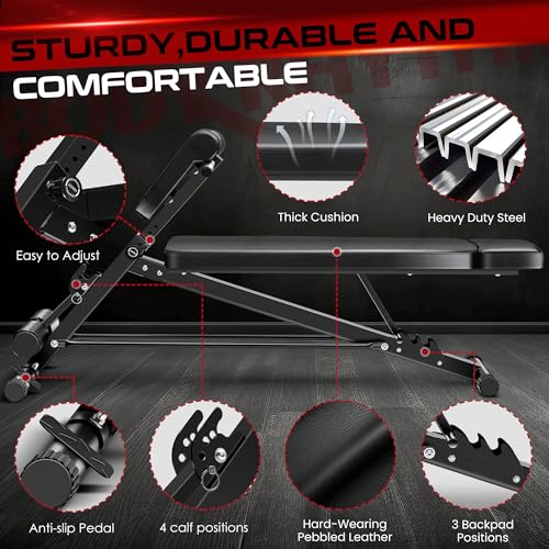 image for BODY RHYTHM Adjustable Weight Bench, Foldable Roman Chair for Full Bod