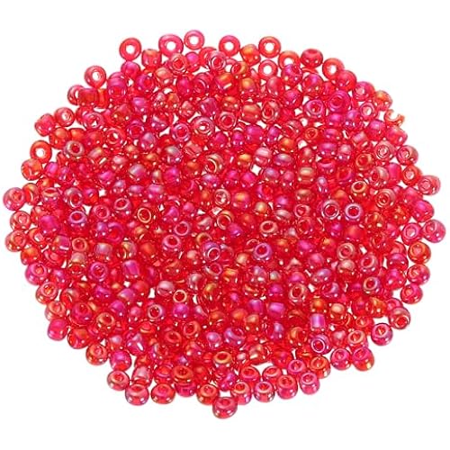 uxcell 2000 Pcs Glass Seed Beads Bulk, 3mm Mini Loose Glass Bugle Beads for DIY Earrings, Necklaces, Bracelets, Jewelry Making, Red