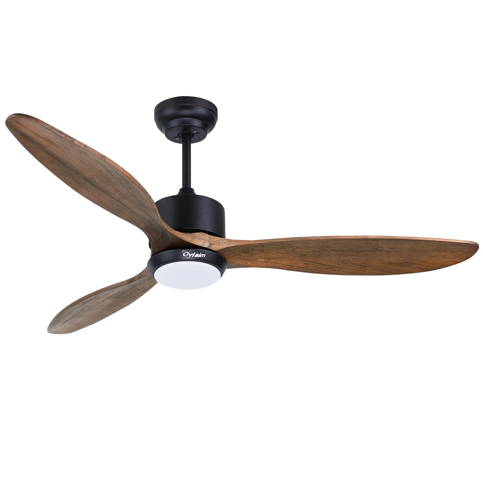 Ovlaim Wood Ceiling Fan with Lights and Remote Control, 132cm Quiet DC Motor Fans with Dimmable Light Timer for Home Bedroom Living Room