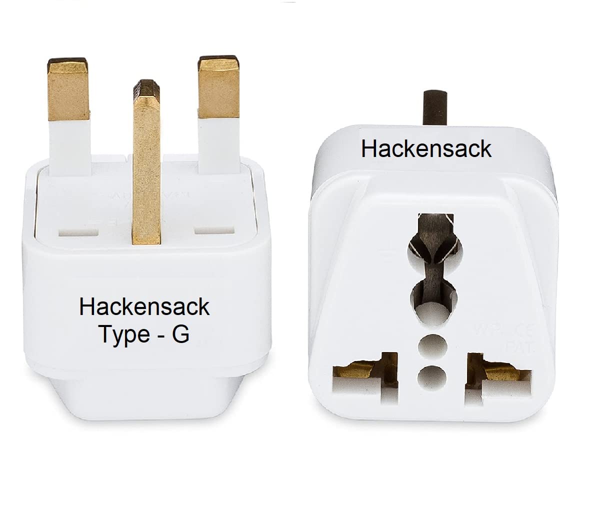 Hackensack Type G Plug (HS 5052) Universal UK Flat 3 Pin Travel Power Plug Adapter (Pack of 1) COMPLATIBLE in UK Countries, England, Scotland, Wales and Ireland. (Type G - UK/Hong Kong/UAE)